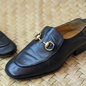 GUCCI Women Quentin /Granada Black Leather Loafers